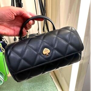 NWT KATE SPADE KK175 HEART TO HEART 3D HEART BARREL QUILTED CROSSBODY BLACK